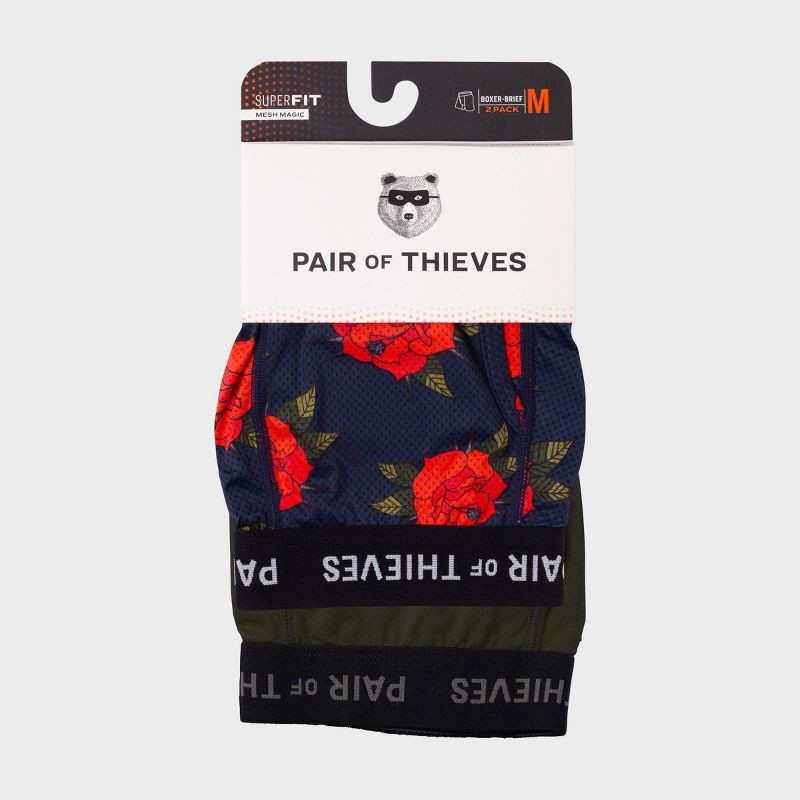 slide 4 of 8, Pair of Thieves Men's Floral Super Fit Boxer Briefs 2pk - Multi L: Tagless, Full Waistband Elastic, Knit, 2 ct
