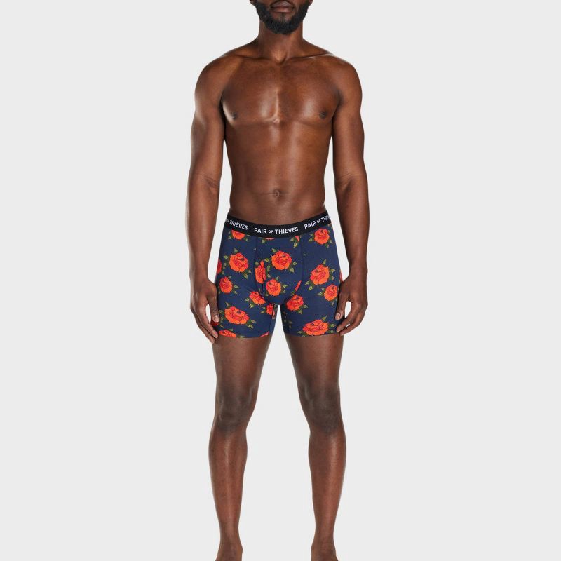 slide 5 of 8, Pair of Thieves Men's Floral Super Fit Boxer Briefs 2pk - Multi L: Tagless, Full Waistband Elastic, Knit, 2 ct