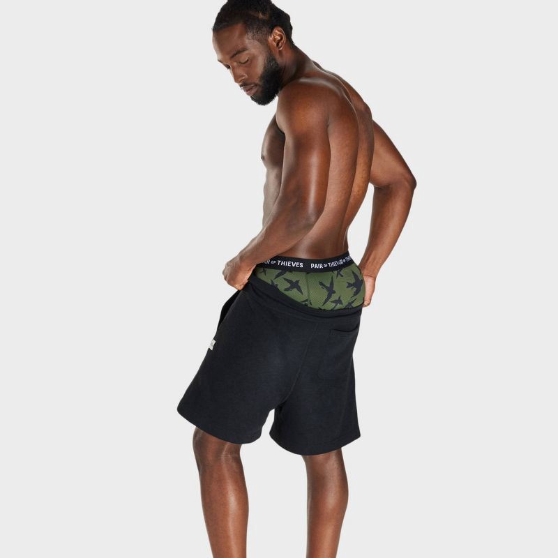 slide 4 of 10, Pair of Thieves Men's Bird Print Super Fit Boxer Briefs 2pk - Dark Green L: Tagless, Full Waistband Elastic, Flat Seams, 2 ct