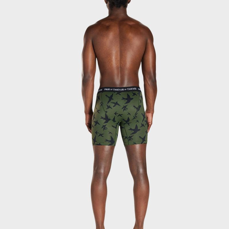 slide 6 of 10, Pair of Thieves Men's Bird Print Super Fit Boxer Briefs 2pk - Dark Green L: Tagless, Full Waistband Elastic, Flat Seams, 2 ct