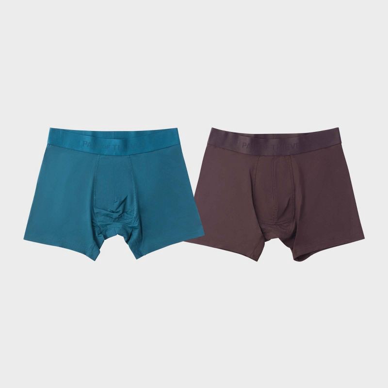 slide 1 of 10, Pair of Thieves Men's Hustle Boxer Briefs 2pk - Green/Black S: Tagless, Full Waistband Elastic, Knit Fabric, 2 ct