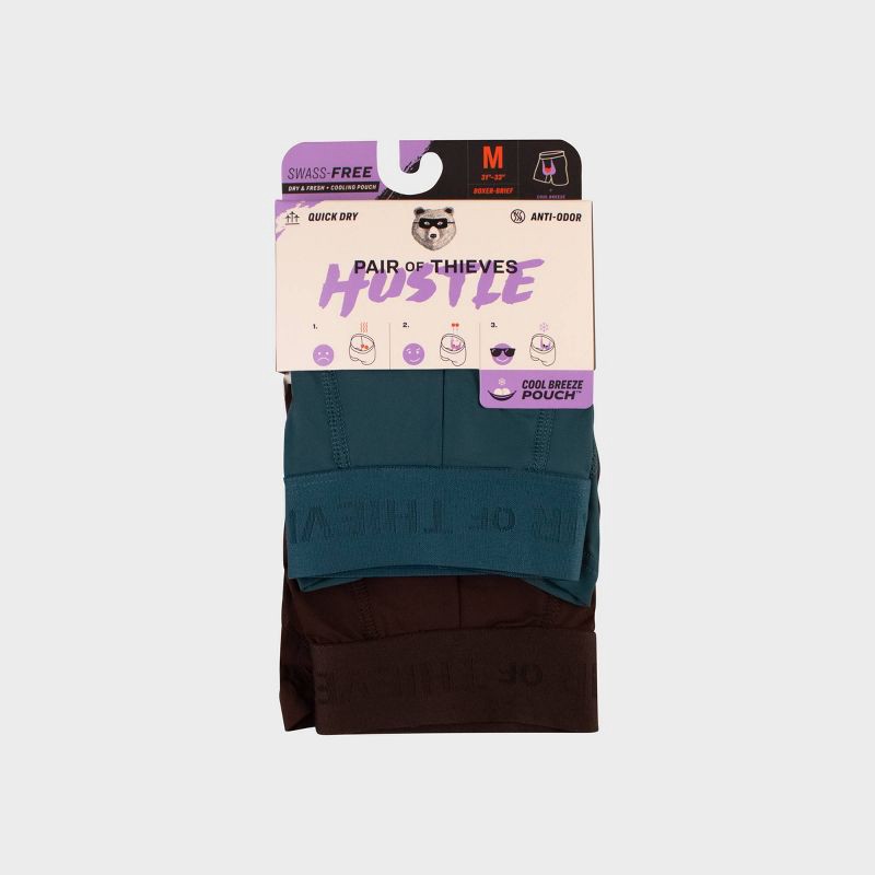 slide 2 of 10, Pair of Thieves Men's Hustle Boxer Briefs 2pk - Green/Black L: Tagless, Full Waistband Elastic, Flat Seams, 2 ct