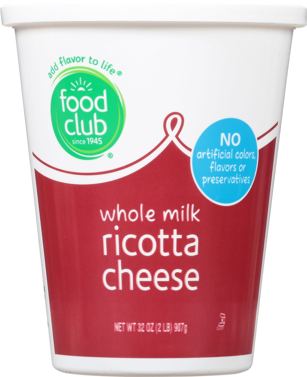 slide 10 of 14, Food Club Whole Milk Ricotta Cheese 32 oz, 32 oz