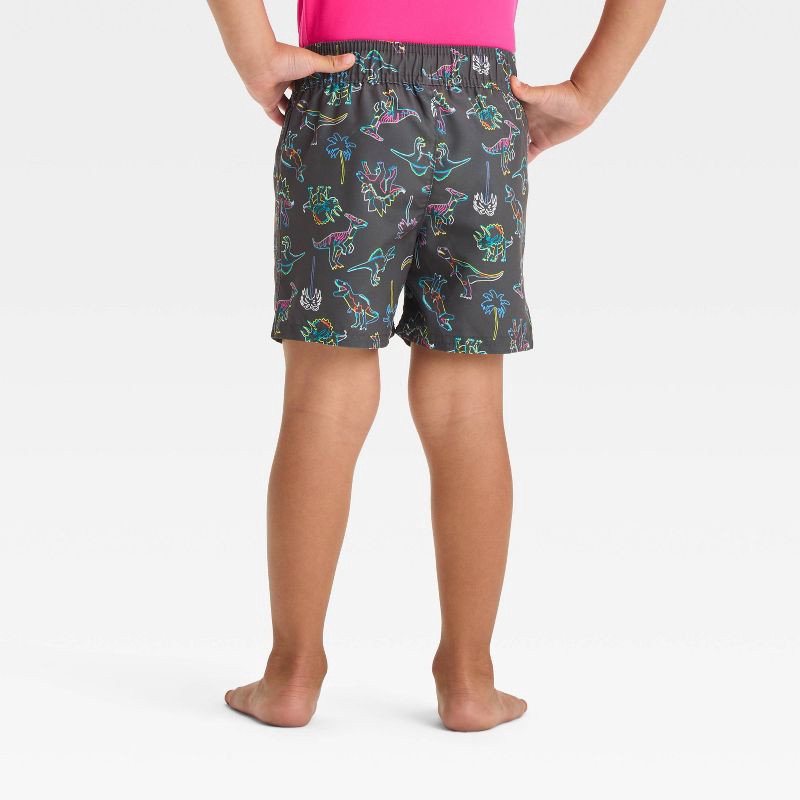 slide 2 of 3, Baby Boys' Dinosaur Swim Board Shorts - Cat & Jack™ Black 18M: UPF 50+, Built-in Brief, Elastic Waistband, 1 ct