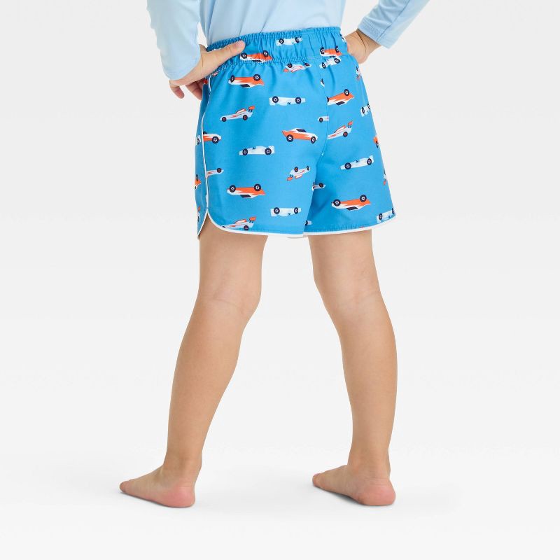 slide 2 of 3, Baby Boys' Race Car Swim Shorts - Cat & Jack™ Dark Blue 12M: Recycled Polyester, Adjustable Strap, UPF 50+, Machine Wash, 1 ct