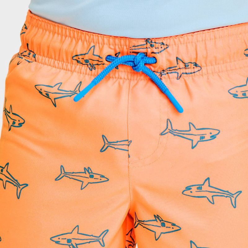 slide 3 of 4, Baby Boys' Water Reactive Shark Swim Shorts - Cat & Jack™ Orange 18M, 1 ct