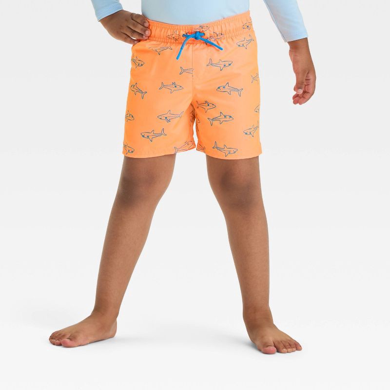 slide 1 of 4, Baby Boys' Water Reactive Shark Swim Shorts - Cat & Jack™ Orange 18M, 1 ct