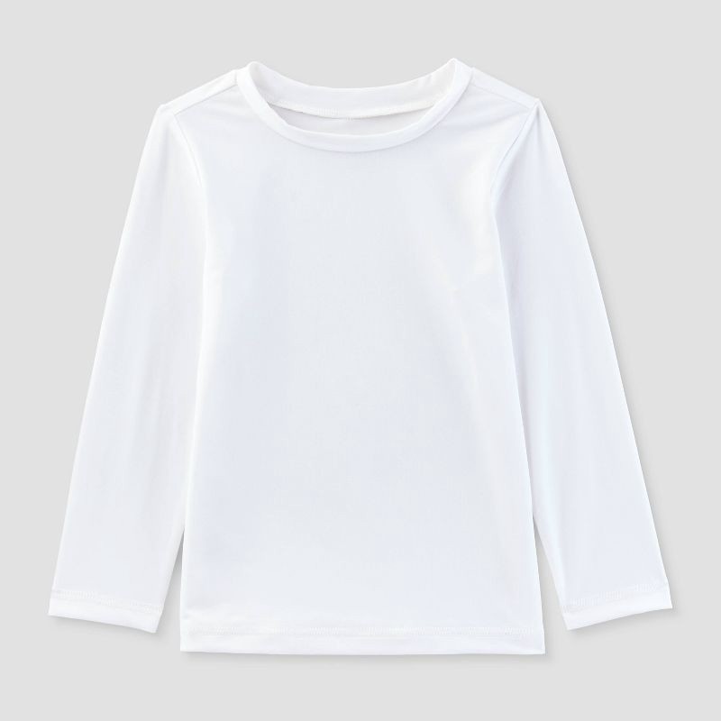 slide 1 of 3, Baby Long Sleeve Rash Guard Top - Cat & Jack™ White 18M: UPF 50+ Swimwear, Recycled Polyester, Fit, Machine Washable, 1 ct