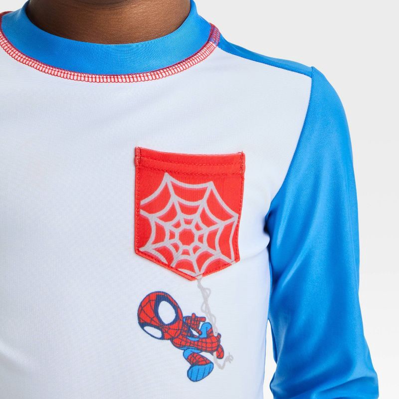slide 3 of 4, Baby Boys' Spider-Man Rash Guard Set - White/Blue/Red 12M: UPF 50+ Swimwear, Tagless, Pull-On Closure, 1 ct