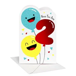 Carlton Cards 2nd Birthday Card for Kids, Animated Balloons, Includes Envelope