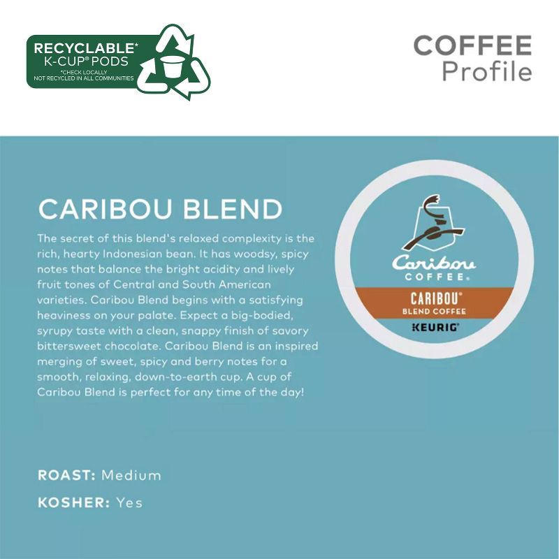 slide 2 of 11, Caribou Coffee Caribou Blend Medium Roast Coffee Keurig K-Cup Pods - Medium Roast - 60ct/24.1oz, 60 ct, 24.1 oz