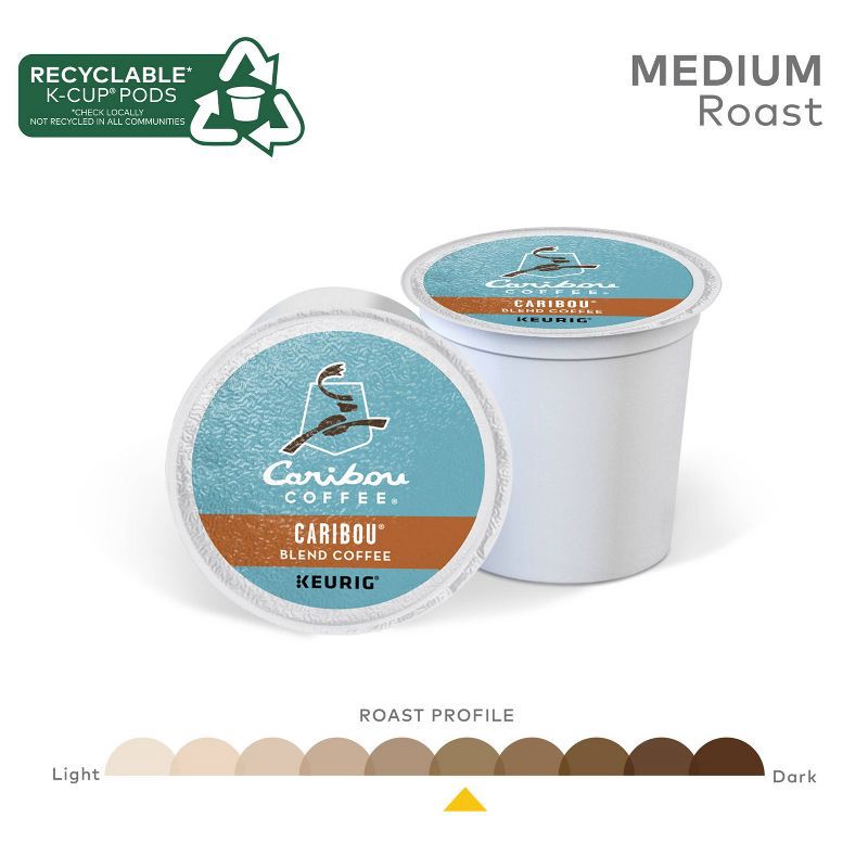 slide 3 of 11, Caribou Coffee Caribou Blend Medium Roast Coffee Keurig K-Cup Pods - Medium Roast - 60ct/24.1oz, 60 ct, 24.1 oz