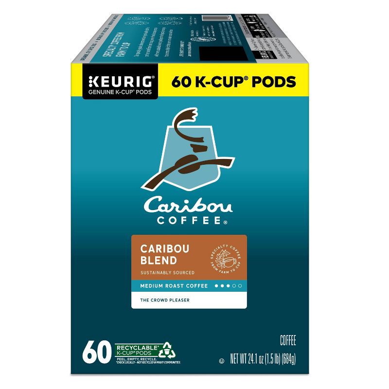 slide 8 of 11, Caribou Coffee Caribou Blend Medium Roast Coffee Keurig K-Cup Pods - Medium Roast - 60ct/24.1oz, 60 ct, 24.1 oz