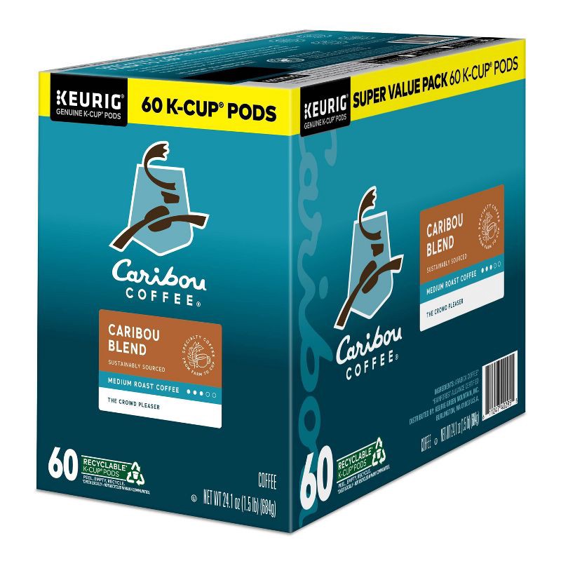 slide 10 of 11, Caribou Coffee Caribou Blend Medium Roast Coffee Keurig K-Cup Pods - Medium Roast - 60ct/24.1oz, 60 ct, 24.1 oz
