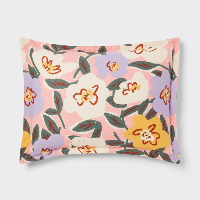 slide 5 of 6, Twin Flower/Plaid Reversible Kids' Comforter Set - Pillowfort™, 1 ct