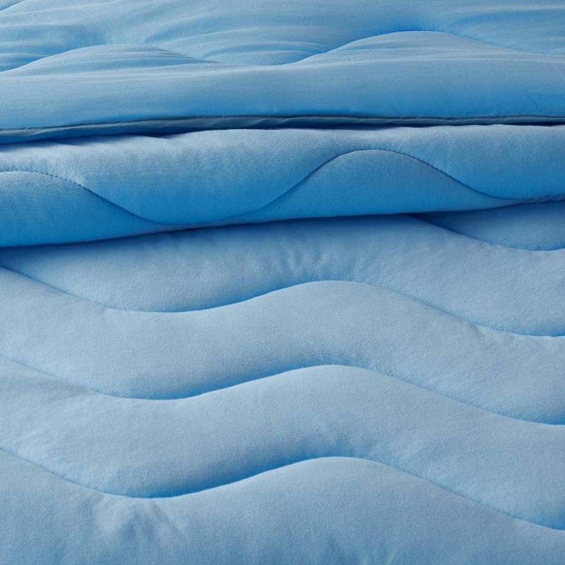 slide 3 of 5, Full/Queen Jersey Wave Kids' Comforter Set Blue - Pillowfort™, 1 ct