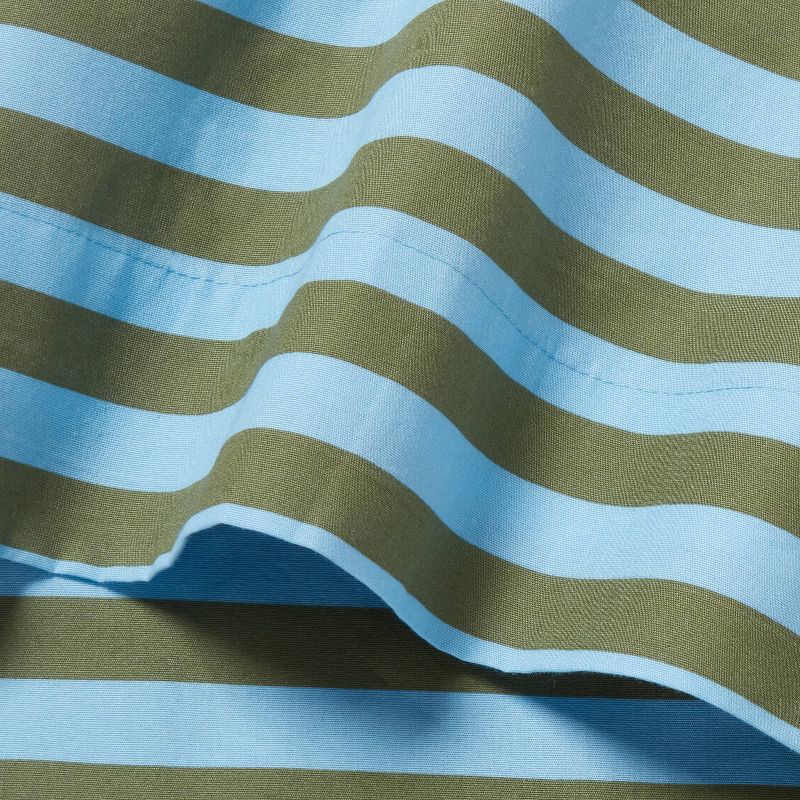slide 3 of 4, Full Striped Kids' Cotton Sheet Set Blue/Green - Pillowfort™, 1 ct