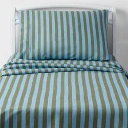 Full Striped Kids' Cotton Sheet Set Blue/Green - Pillowfort™