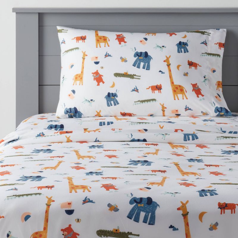 slide 1 of 4, Full Zoo Animals Kids' Sheet Set - Pillowfort™, 1 ct