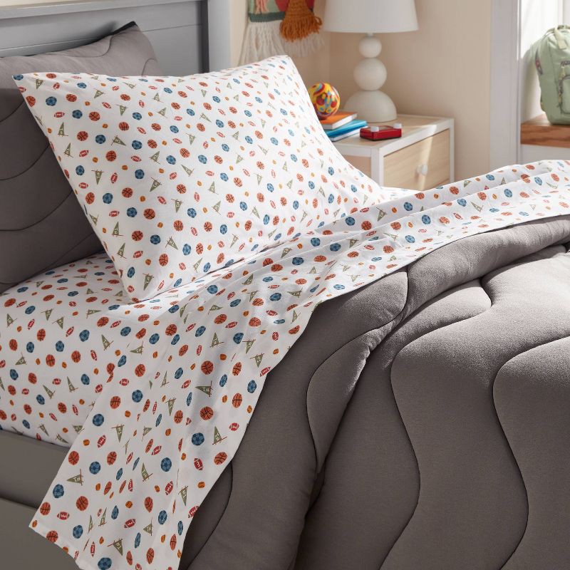 slide 2 of 4, Twin Boy Sport Kids' Cotton Sheet Set - Pillowfort™, 1 ct