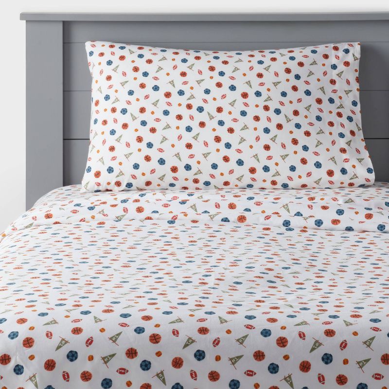 slide 1 of 4, Twin Boy Sport Kids' Cotton Sheet Set - Pillowfort™, 1 ct