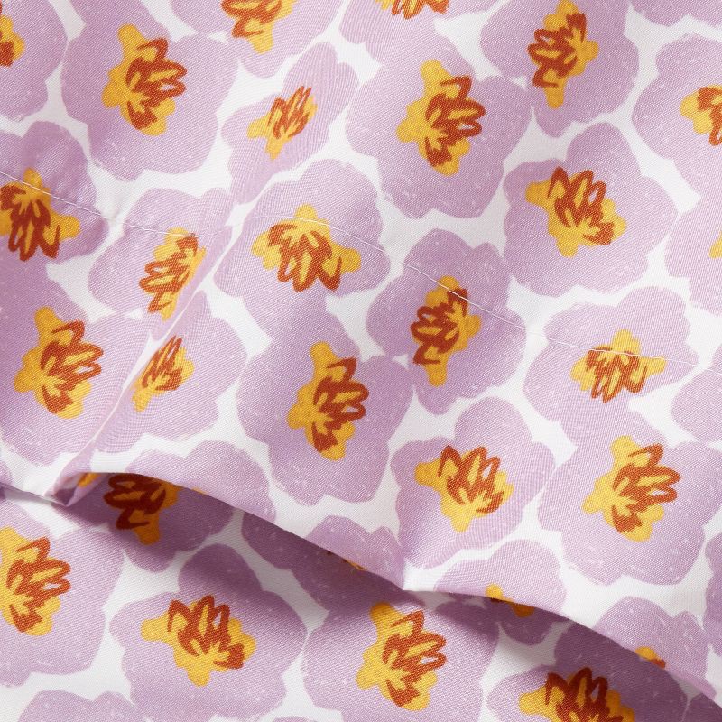 slide 3 of 4, Twin Purple Flowers Kids' Sheet Set - Pillowfort™, 1 ct
