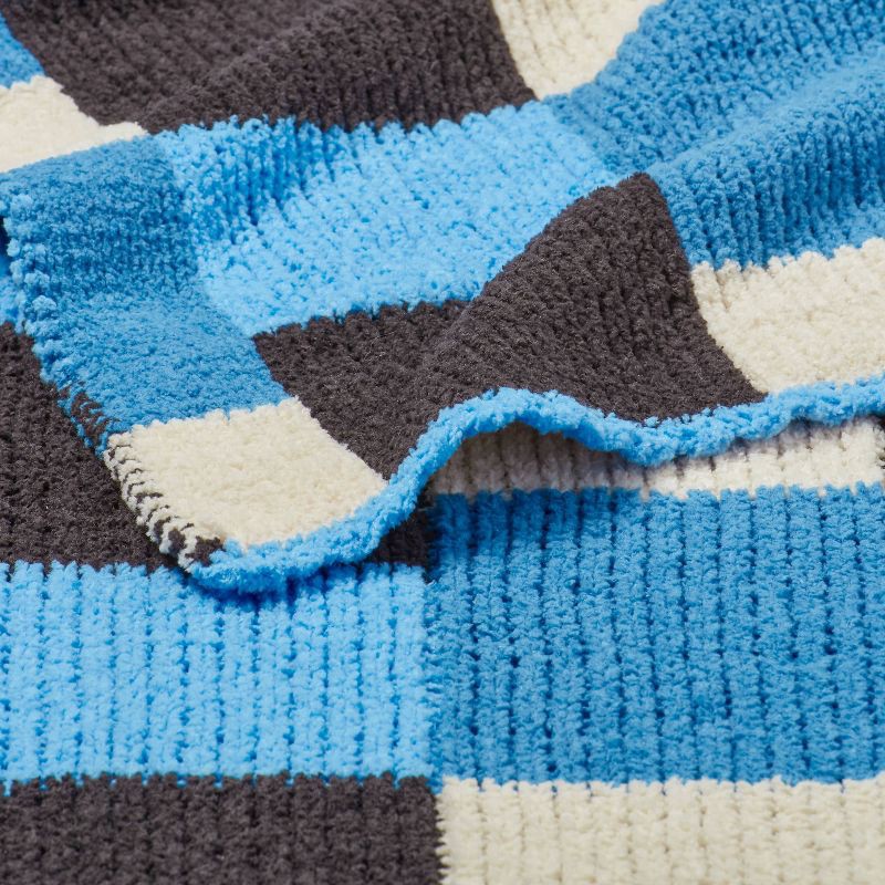 slide 3 of 3, Plaid Kids' Throw Blanket Blue/Black - Pillowfort™, 1 ct