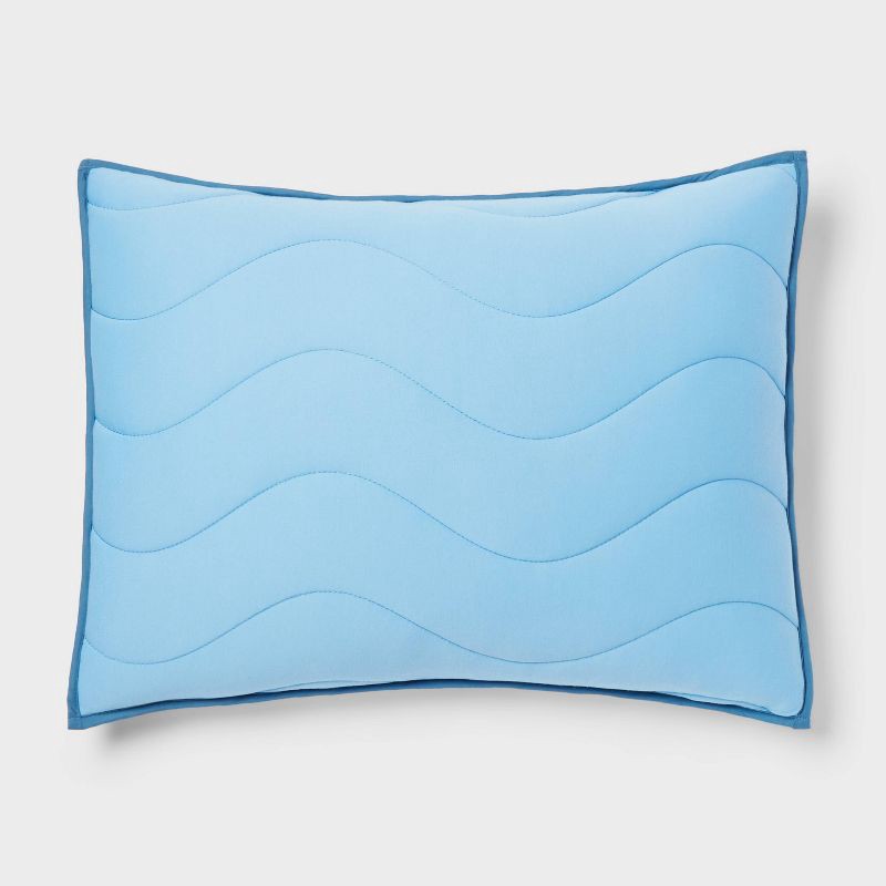 slide 4 of 5, Twin Jersey Wave Kids' Comforter Set Blue - Pillowfort™, 1 ct