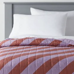 Full/Queen Striped Kids' Quilt Purple/Brown - Pillowfort™
