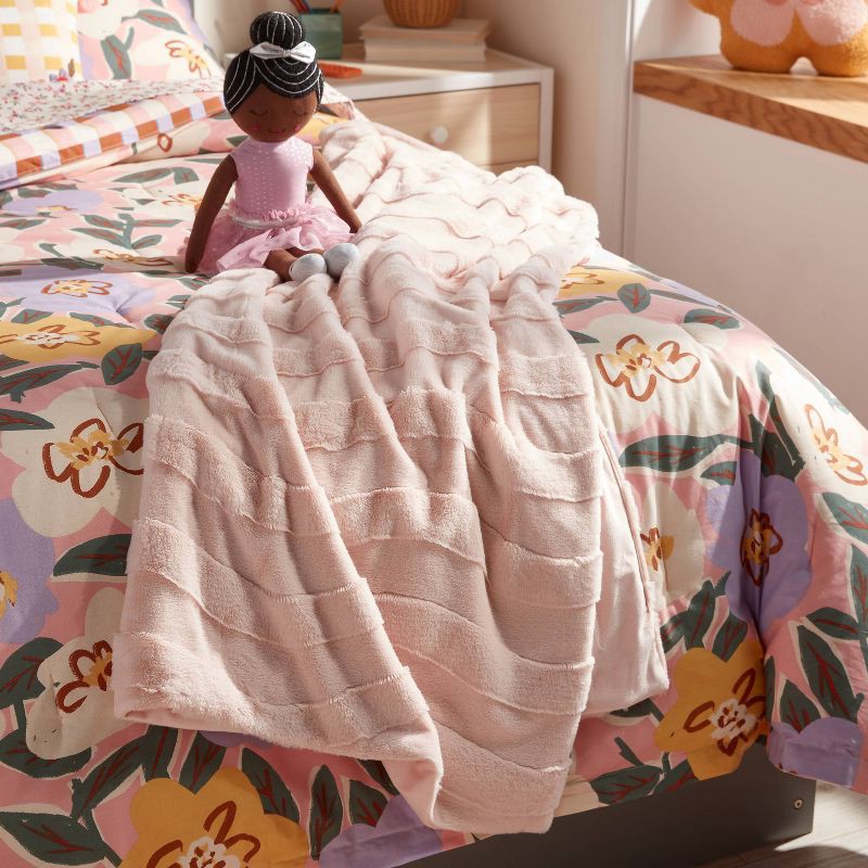 slide 2 of 3, Pink Wave Kids' Plush Throw Blanket - Pillowfort™, 1 ct