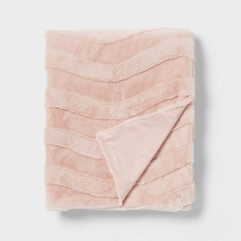 slide 1 of 3, Pink Wave Kids' Plush Throw Blanket - Pillowfort™, 1 ct