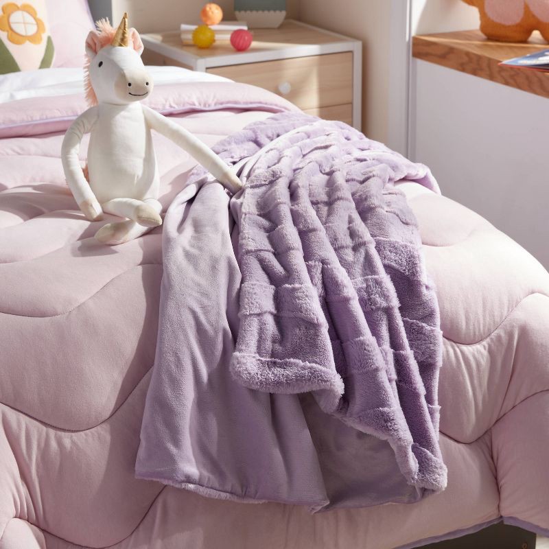 slide 2 of 3, Purple Wave Kids' Plush Throw Blanket - Pillowfort™, 1 ct