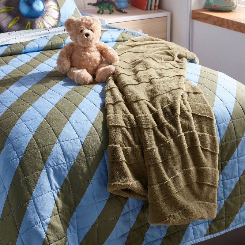 slide 2 of 3, Green Wave Kids' Plush Throw Blanket - Pillowfort™, 1 ct
