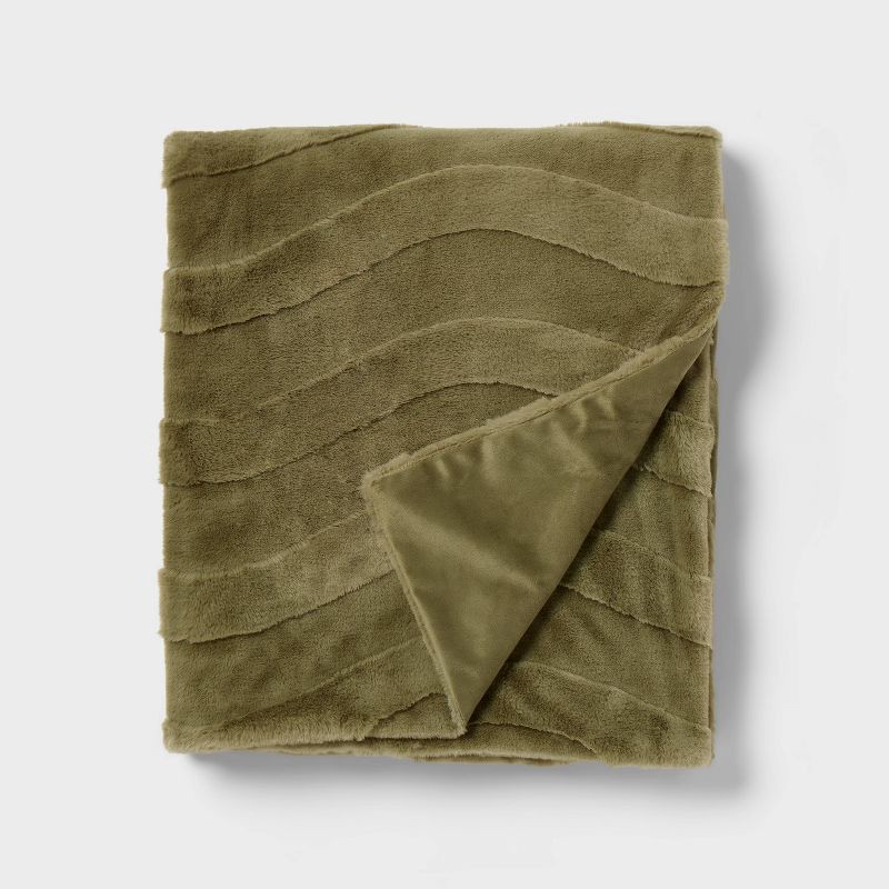 slide 1 of 3, Green Wave Kids' Plush Throw Blanket - Pillowfort™, 1 ct