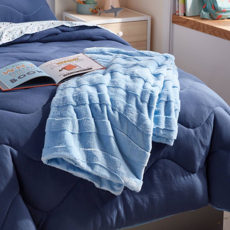 slide 2 of 3, Blue Wave Kids' Plush Throw Blanket - Pillowfort™, 1 ct