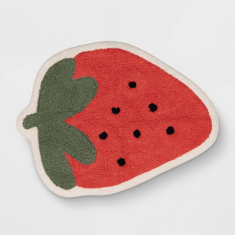 slide 1 of 4, Strawberry Shaped Kids' Accent Rug - Pillowfort™, 1 ct