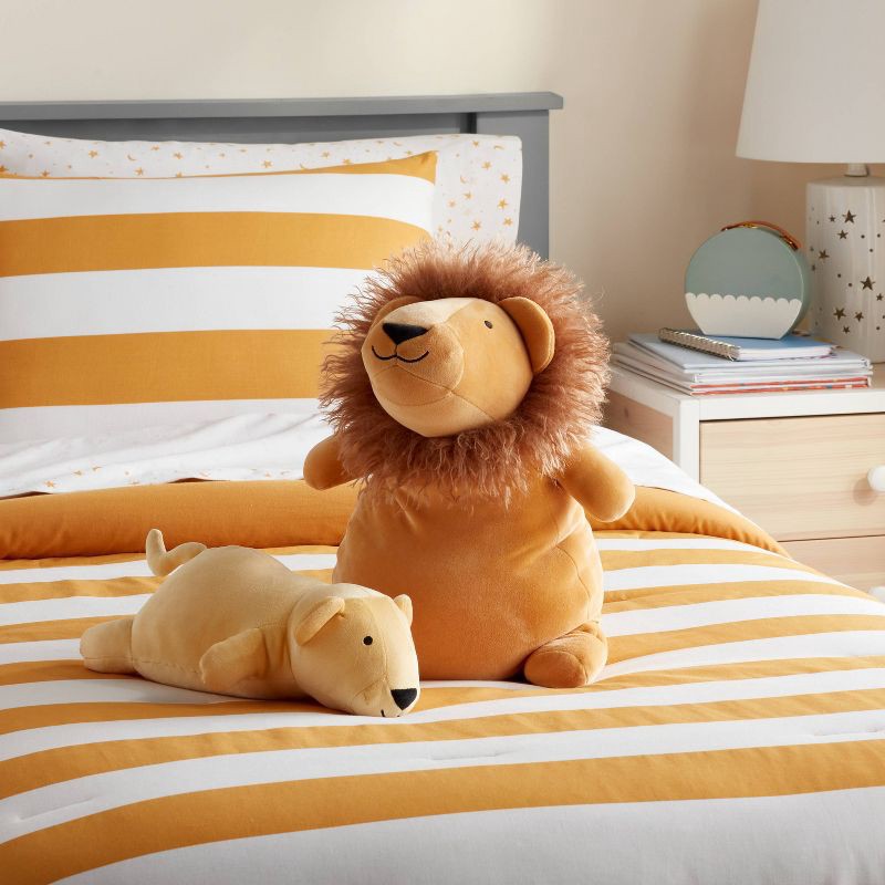 slide 2 of 4, Lion and Baby Weighted Plush Kids' Throw Pillow Yellow - Pillowfort™, 1 ct