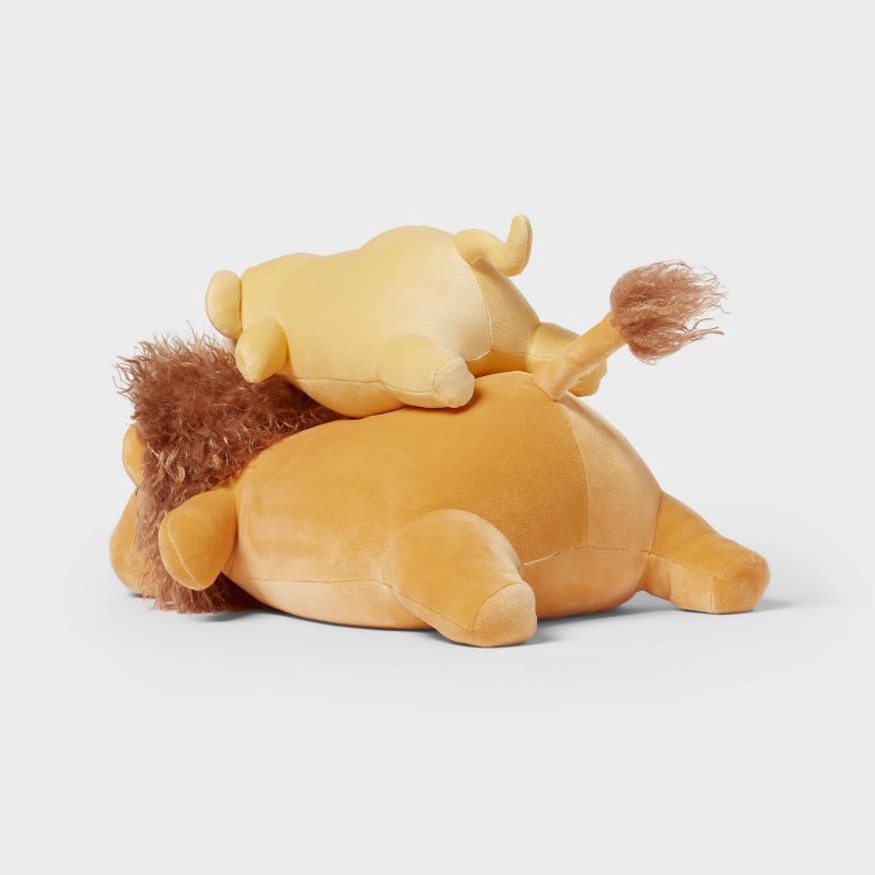 slide 3 of 4, Lion and Baby Weighted Plush Kids' Throw Pillow Yellow - Pillowfort™, 1 ct