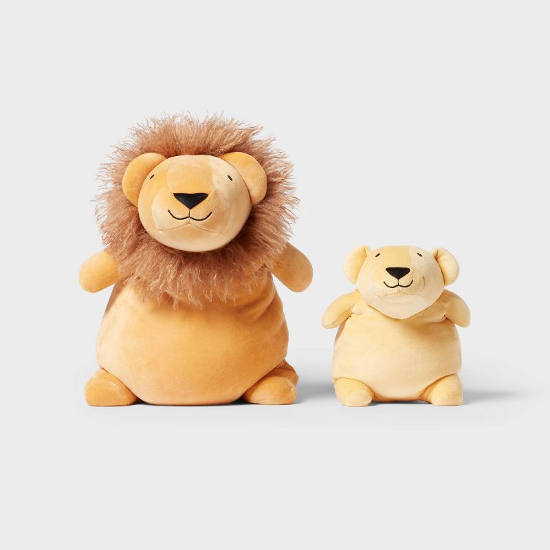 slide 4 of 4, Lion and Baby Weighted Plush Kids' Throw Pillow Yellow - Pillowfort™, 1 ct