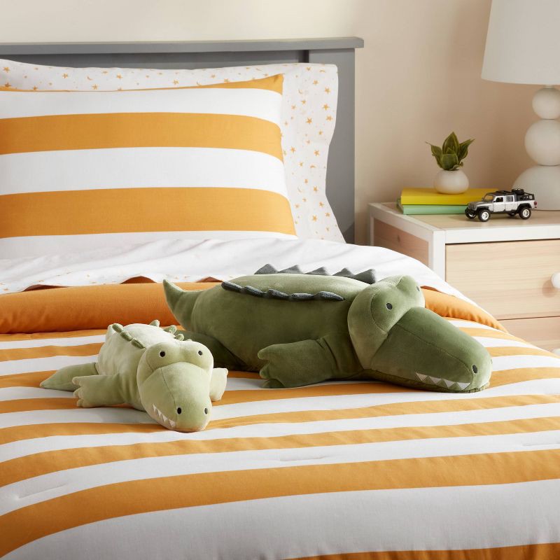 slide 2 of 4, Alligator and Baby Weighted Plush Kids' Throw Pillow Green - Pillowfort™, 1 ct