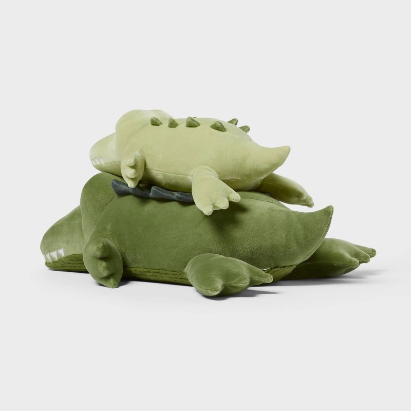 slide 3 of 4, Alligator and Baby Weighted Plush Kids' Throw Pillow Green - Pillowfort™, 1 ct