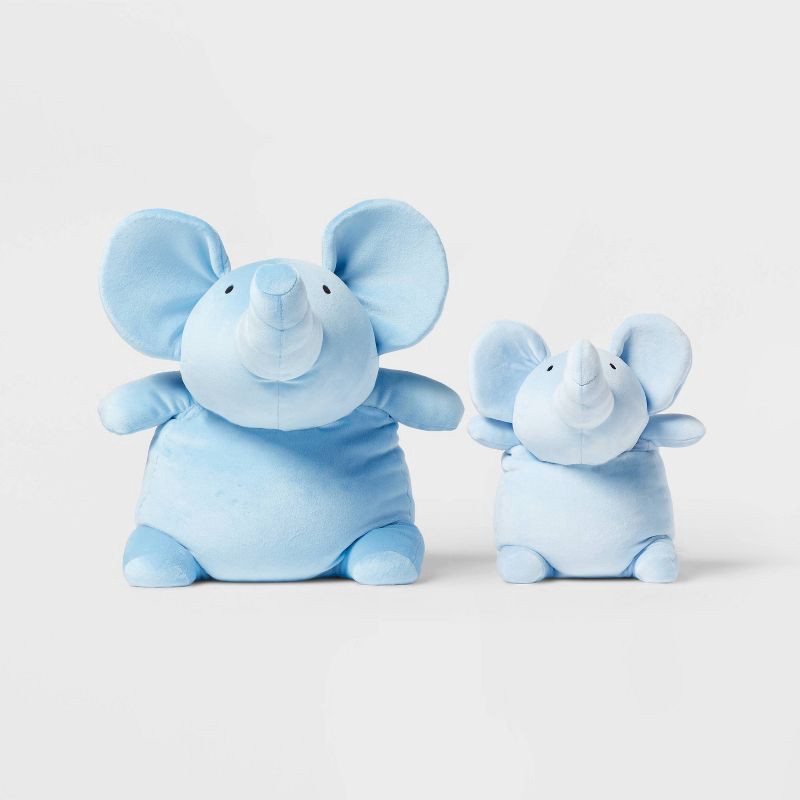 slide 4 of 4, Elephant and Baby Weighted Plush Kids' Throw Pillow Blue - Pillowfort™, 1 ct