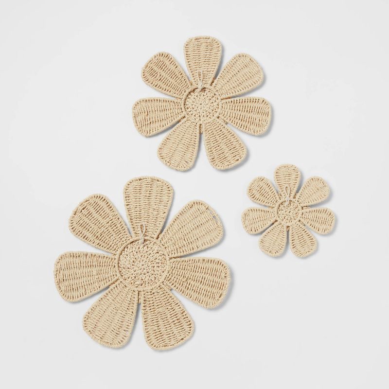 slide 4 of 4, 3pc Woven Flower Kids' Wall Décor Set - Pillowfort™, 3 ct