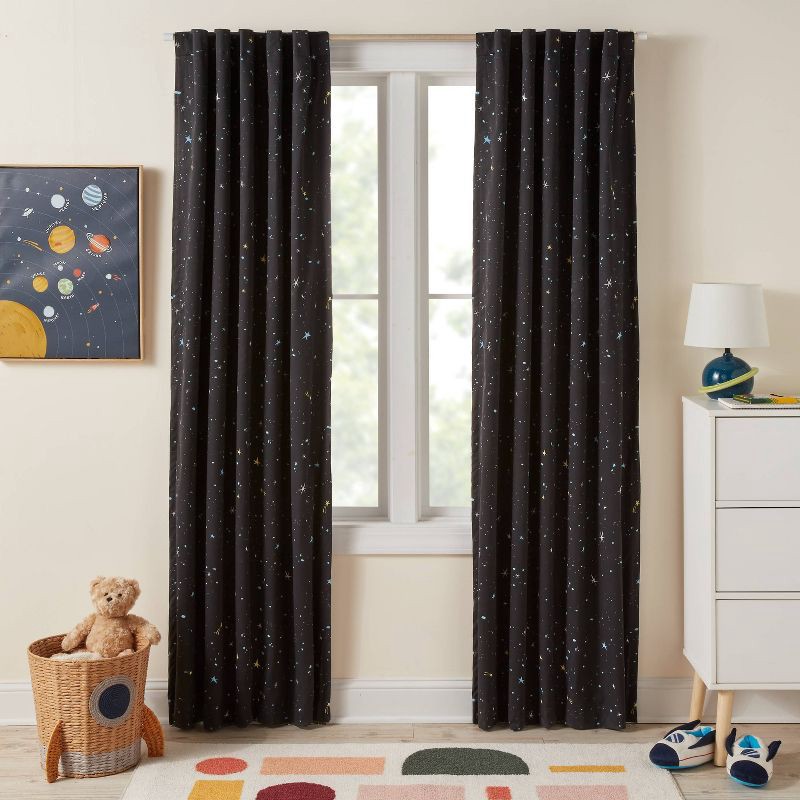slide 2 of 5, 42"W x 84"L Space Kid's Blackout Window Curtain Panel - Pillowfort™, 1 ct