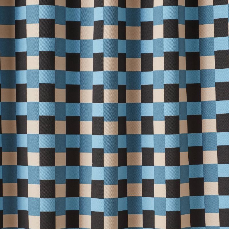slide 3 of 5, 42"W x 84"L Checkered Blackout Window Curtain Panel Blue - Pillowfort™, 1 ct