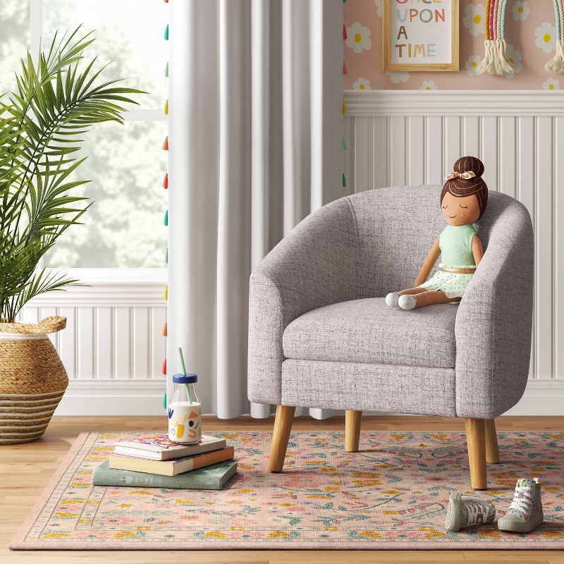 slide 2 of 4, 4'x5'6" Floral Kids' Rug Pink - Pillowfort™, 1 ct