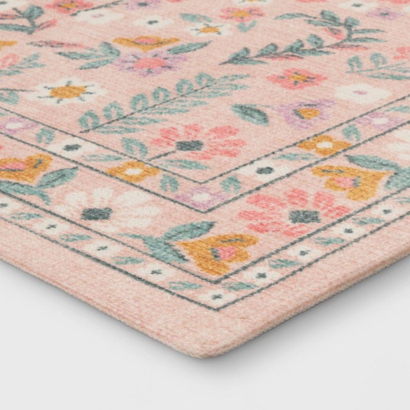 slide 3 of 4, 4'x5'6" Floral Kids' Rug Pink - Pillowfort™, 1 ct