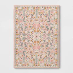 4'x5'6" Floral Kids' Rug Pink - Pillowfort™