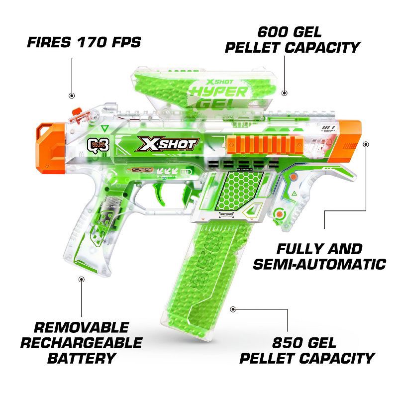 slide 3 of 9, XSHOT Hyper Gel Trace Fire Toy Dart Blaster by ZURU, 1 ct