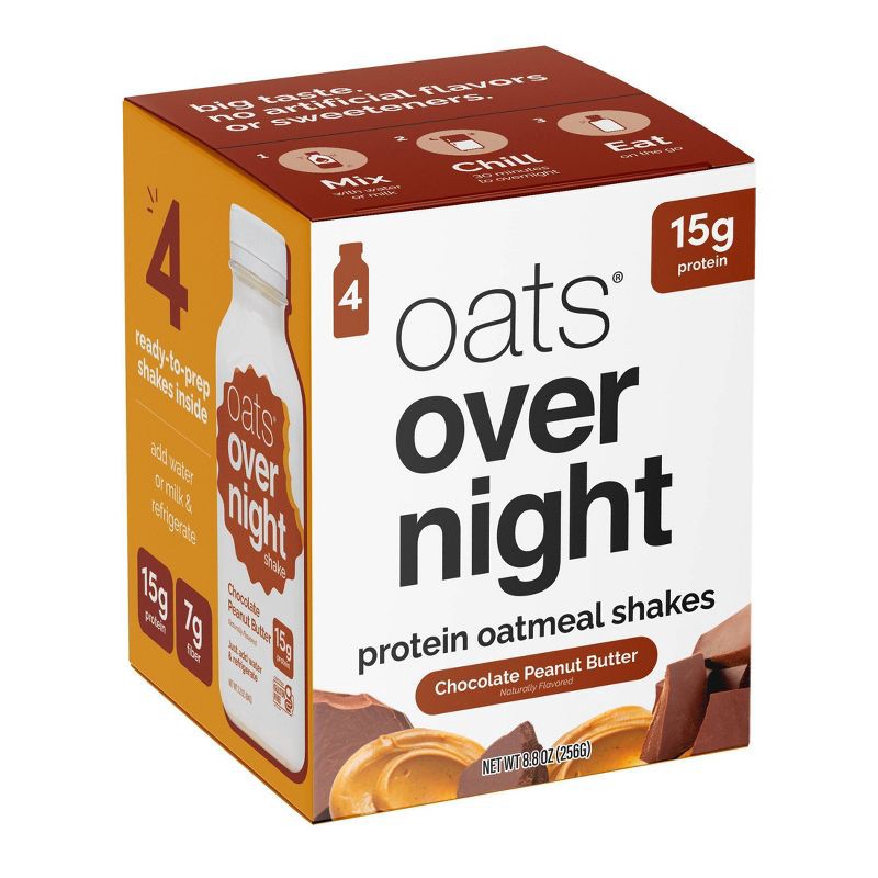 slide 2 of 7, Oats Overnight Chocolate Peanut Butter Breakfast Shake - 8.8oz/4ct, 8.8 oz, 4 ct